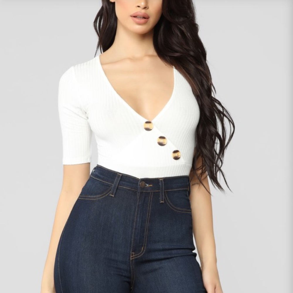 Ivory Button Bodysuit - Picture 2 of 6
